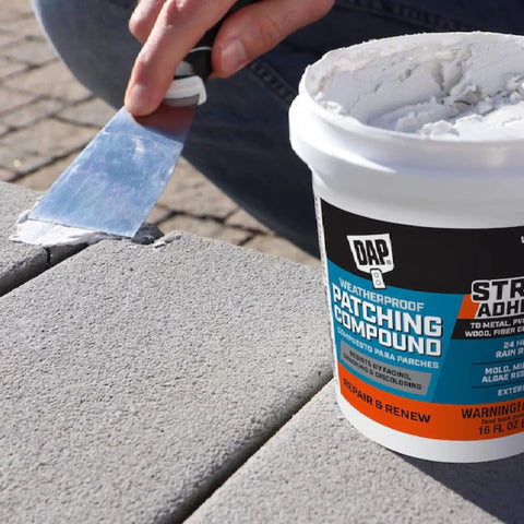 Weatherproof Patching Compound 16oz White For Drywall And Masonry Repairs, DIY Patch Kit For Indoor And Outdoor Leaks, Easy To Use, Durable Waterproof Sealant For Roofs And Basements