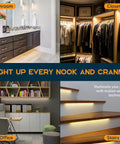 Under Cabinet LED Light Kit For Kitchen With 6 Light Strips Power Supply Motion Sensor Mounting Brackets And Manual