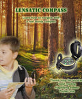Boy using compass from Outdoor Adventure Kit For Kids With Real Walkie Talkies, Binoculars, Flashlight, Compass, Magnifier, Whistle