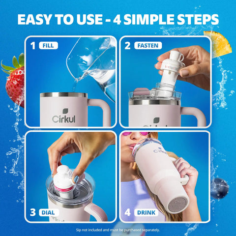 Step-by-step guide on using the Iconic 40 Oz Cherry Blossom Stainless Steel Tumbler With Cushioned Carry Handle.