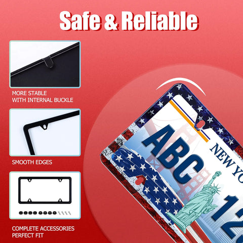 American Flag License Plate Frame Stainless Steel Holder With Screws Patriotic Style For Cars Trucks SUVs Durable Auto Part