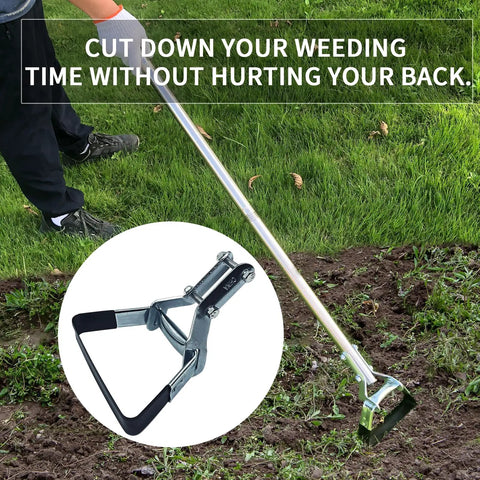 Gardener using Stirrup Hoe Replacement Head Set for Hula Hoe Garden Weeder 304 Stainless Steel Durable 2 Pack on grass