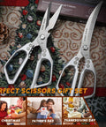Beast Mode Heavy Duty Kitchen Scissors For Food Prep And BBQ, Multifunction Kitchen Shears With Dual-Shear Razor Blades, Sturdy Stainless Steel Family Kitchen Tool, Easy Grip, Cuts Meat, Veggies, And Ribs Like A Pro, stainless steel, gift set
