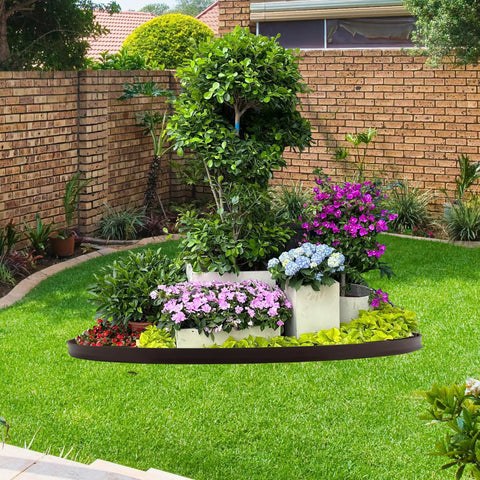 Garden featuring a 2 Inch By 33 Foot Garden Edging Border Coil With 30 Stakes, Easy Install Landscaping Kit around flower bed.