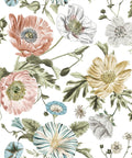 Vintage Poppy Pink Peel and Stick Wallpaper For Walls Easy Removable No Mess No Residue Easy Peasy DIY Install floral design