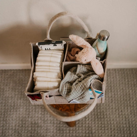 Premium Felt Diaper Caddy Organizer With Removable Slots For Wipes Diapers And Gear No Sweat Nursery Storage Bin In Soft Oatmeal Look Top Shelf Pick For Quick Change Setups And Everyday Parenting Hacks