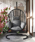 Cozy Hanging Egg Chair With Stand For Indoor And Outdoor Living, Perfect Patio Or Balcony Chill Spot, Wicker Swing Hammock