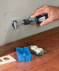 Quick Swap Mini Saw Rotary Tool Accessory For Boss Grade Perpendicular Cuts Up To Quarter Inch in use for wall cutting.
