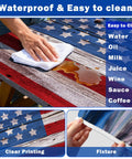 Cleaning liquid on American Flag Picnic Table Cover Set With Bench Covers For 72 By 30 Inch Tables And 72 By 12 Inch Benches Waterproof