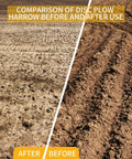 Comparison of soil before and after using Beefy 34 Inch Disc Plow Harrow Heavy Duty With Adjustable Height And Wide Cut For ATV UTV Attachments