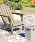 Portable Square 14 Inch Smokeless Fire Pit Table For Outdoor Patio And Backyard Heating 10000 BTU next to wooden chair