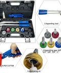 Manual PEX Pipe Expander Tool Kit With Five Expansion Heads 3/8 1/2 5/8 3/4 1 Inch in carry case with lubricant included