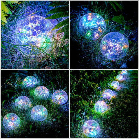 Dope Solar Globe Lights For Outdoor Pathway And Garden Waterproof LED Cracked Glass Balls 12 Pack illuminating garden
