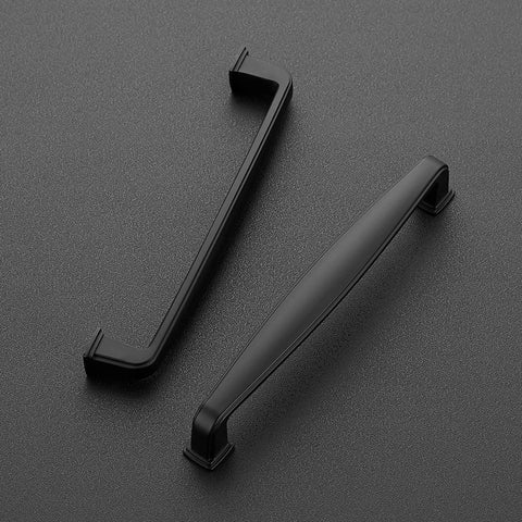 Top view of 30 Pack Solid 5 Inch Cabinet Handles Matte Black Pulls For Kitchen Drawers And Cabinets on a dark surface