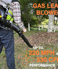 Person using 51.7cc 3 In 1 Gas Powered Backpack Sprayer With 3.7 Gallon Tank Turbo Pump Mist Duster in garden