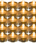 Amber LED Floral Tea Lights Submersible For Party And Wedding 20 Pack Waterproof Battery-Operated Mood Lights in grid layout