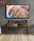 Beast 200W Peak Dual Channel Bluetooth Stereo Amplifier With LED Display and RCA USB SD MIC inputs on wooden table, wall-mounted TV