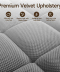 Premium velvet upholstery texture of Big And Comfy Recliner With 360 Degree Swivel Tray Table Modern Tufted Linen Chair