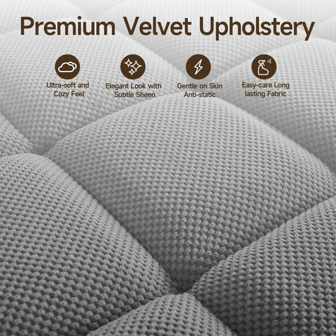 Premium velvet upholstery texture of Big And Comfy Recliner With 360 Degree Swivel Tray Table Modern Tufted Linen Chair