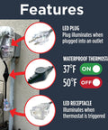 Features of Outdoor 120V Heat Cable Controller Thermostat Weatherproof, Energy Saving Auto On At 37F Off At 50F, UL Listed