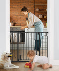Adjustable Baby Gate 29.5 To 41.3 Inches, 30-Inch Tall Metal Safety Gate For Stairs And Doorways, Auto-Close Design With Alarm