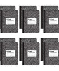 Campus Ready Composition Notebooks For School And Homework Black Marble Covers College Ruled Paper 100 Lined Sheets Each 12 Pack stacked together in a grid pattern.