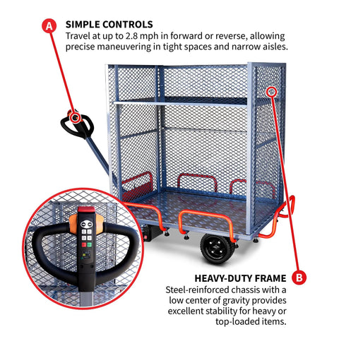 Heavy Duty Electric Stock Picker Cart With 880 Pound Load Capacity For No Sweat Warehouse Moving And Commercial Storage Hauling Battery Driven Material Handler That Works Like A Charm