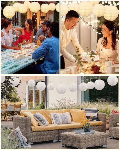 80 Piece White Paper Lanterns Set For Ceiling Hanging Decor Five Sizes From 4 Inch To 12 Inch Perfect For Weddings Baby Showers Birthdays