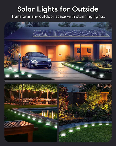 14 Pack Solar In Ground Pathway Lights With 10 LED Bulbs Each illuminating pathways and gardens, waterproof outdoor landscape lighting