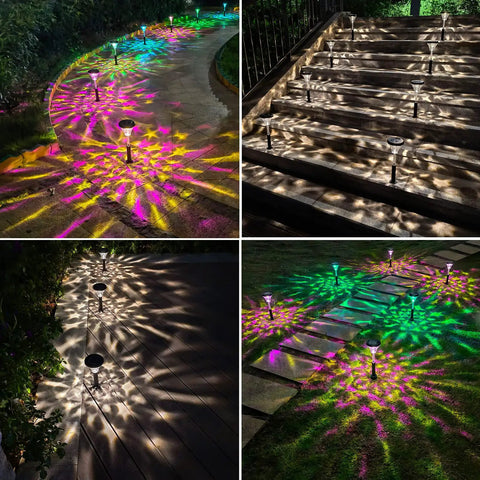 8 Pack Solar Pathway Lights Outdoor Color Changing And Warm White Waterproof Garden LED Landscape Lighting on pathways