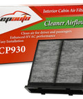 Cabin Air Filter Replacement For Subaru Forester 2009 2018 WRX 2012 2021 WRX STI 2013 2021 Impreza 2008 2016 Crosstrek XV Crosstrek 2013 2017 Improves Air Quality And HVAC Performance With Fresh Breeze, shown with packaging and filter unit.
