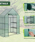 Spacious 3 Tier Walk In Greenhouse Kit With 6 Shelves And Durable PE Cover, outdoor greenhouse details with zipper and steel frame