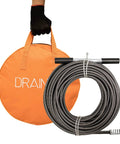 Easy Twist Drain Auger For Clogs Flexible 50 Ft Cable Half Inch Diameter Plumbing Tool Kit With Storage Bag and Handle Bar