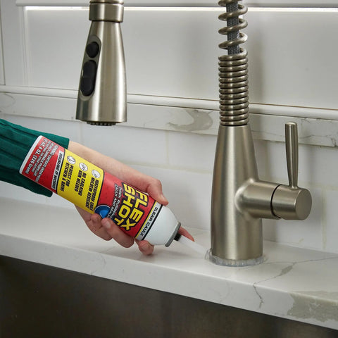 Applying Rubber Adhesive Sealant Caulk Eight Ounce Clear Flexible Bonding Sealant That Sticks To Almost Any Surface Seals Leaks