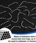 Bead Chain Fishing Swivels Stainless Steel 360 Degree Rotating Catfish Trolling Swivels 20 Or 40 Pack Pro Grade High Speed Tackle For Freshwater And Saltwater, stainless bead chain on black background