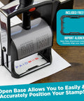 Heavy Duty Steel Frame Date Stamp With Black Ink And 12 Interchangeable Phrases Built Hella Tough For No Sweat Daily Processing While Handling Large Dates And Fast Ink Changes Easily placed on paperwork with paid imprint.