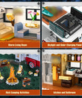 Interior and exterior details of Two In One Camper Van And Farm Pickup Truck Building Set For Adults With 2188 Pieces Retro RV Style