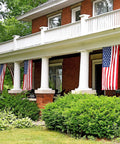 Premium 5x8 American Flag Built Tough For All Weather Outdoors Heavy Duty PolyMax Polyester With Sewn Stripes Displayed on Porch