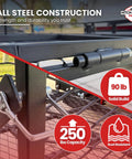 Heavy Duty 2 Inch Hitch Cargo Carrier For Electric Trikes With Folding Ramp And Tail Lights, Steel Platform, 250 Lb Capacity, Easy Roll On Loading, Beast Trike Hauler, Model SD 32-65 Carrier Only steel frame close-up