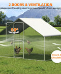 Walk In Metal Chicken Coop With Heavy Duty Outdoor Poultry Run And Protective Cover Predator Proof And Weather Resistant Spacious