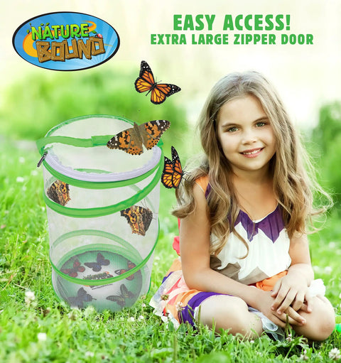 Butterfly Growing Kit For Kids Hands On Live Caterpillars To Butterflies Project With Green Pop Up Enclosure outdoors