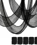 Badass Halloween Creepy Cloth Five Piece Black Pack Stretchy Cotton Fabric 30 X 72 Inch displayed draped black fabric for decoration.
