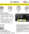 GameChanging Wireless Color All In One Supertank Printer Featuring Built In Scanner Copier And HassleFree Setup For Streamlined Daily Home Office Productivity with ink bottles.