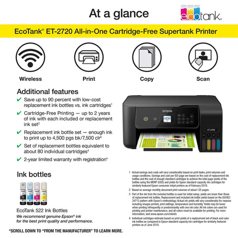 GameChanging Wireless Color All In One Supertank Printer Featuring Built In Scanner Copier And HassleFree Setup For Streamlined Daily Home Office Productivity with ink bottles.