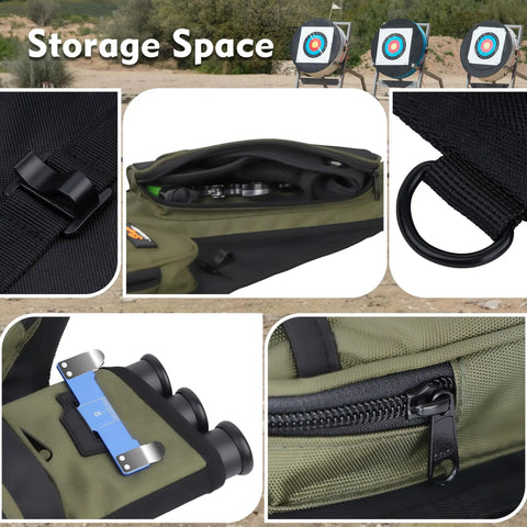 Dope Hip Quiver For Arrows With 3 Tube Holder And Slim Side Pockets, D Loop Ring, Army Green archery gear details