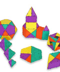 3D Math Building Set With Snap Together Tiles And Online Activities, 96 Piece STEM Learning Kit For Kids And Adults, Made In USA, A Fun Way To Boost Fine Motor Skills And Spatial Reasoning with colorful geometric builds