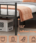 Tough Built Queen Metal Bed Frame With Steel Slat Support Zero Squeak Design Easy As Pie Assembly And Tons Of Under Bed Storage showcasing 12.2 inches of storage.