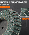 12Pcs Pro Grade Heavy Duty Mixed Curved Flap Discs Set with Zirconia Sandpaper and Roll Lock Plate