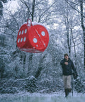 High Roller Foam Archery Target Cube With 21 Bullseyes, 13 Inch By 13 Inch in a snowy forest