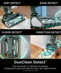 Detect Pro Lift Away ADV Bagless Upright Vacuum with DuoClean Detect and HEPA Filter sensor demonstration on hardwood floor.
